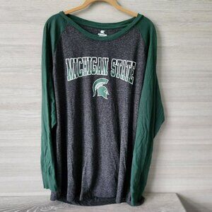 Colosseum Mens Gray Michigan State Spartans Raglan Long Sleeve T Shirt Size XXL